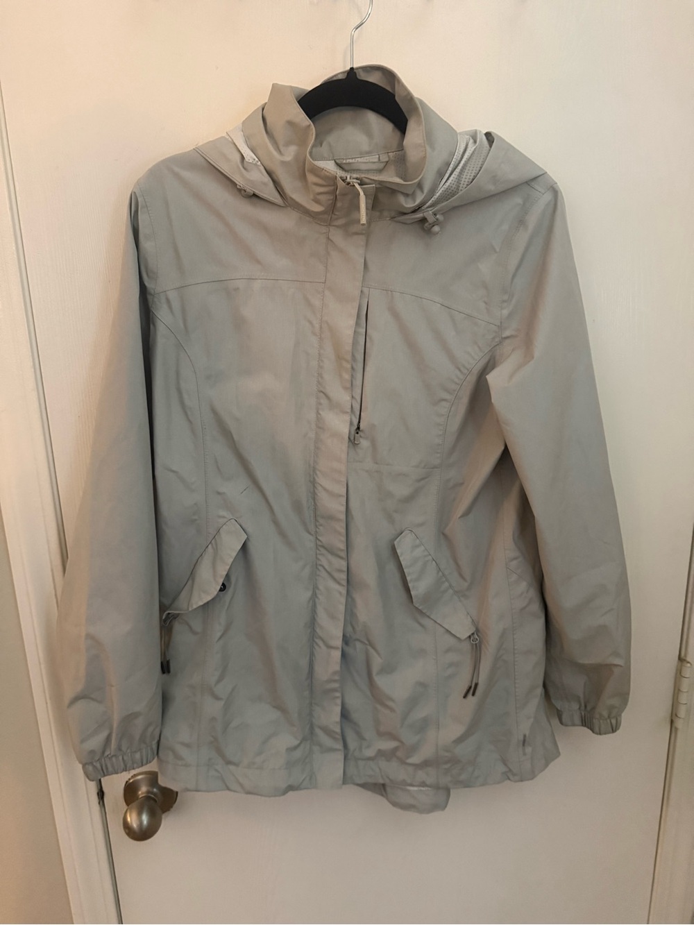 Rain jacket -Mossimo Supply Co. Light Gray Hooded Utility Jacket with Zip Pocket